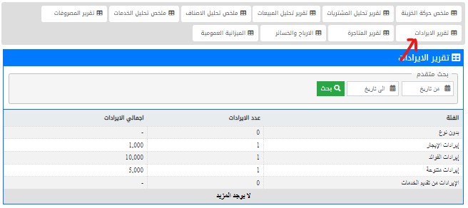 تقرير الايرادات